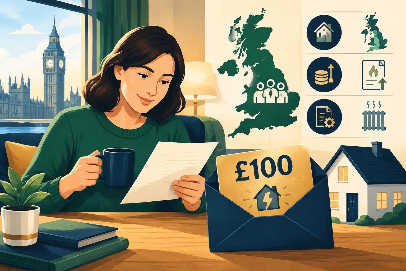 Ilustrasi AI: Bantuan Energi £100 di Inggris: Siapa Penerima dan Apa Batasnya?